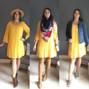 Boho Mustard off the shoulders dress